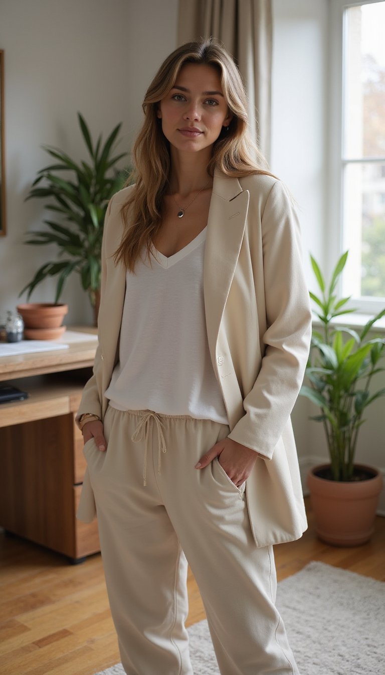 Conjunto Moletom Chique Com Blazer Solto