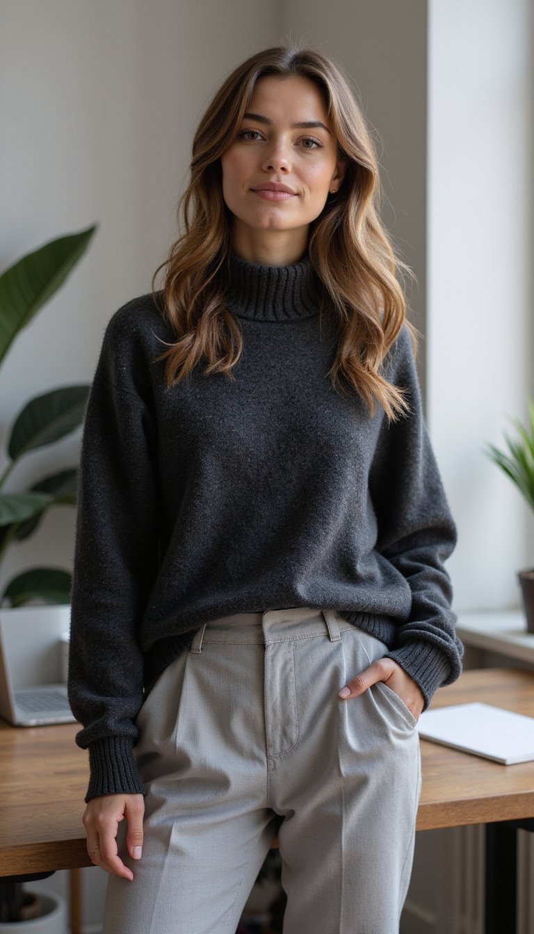 Pulôver Oversized Com Calça De Alfaiataria Encorpada