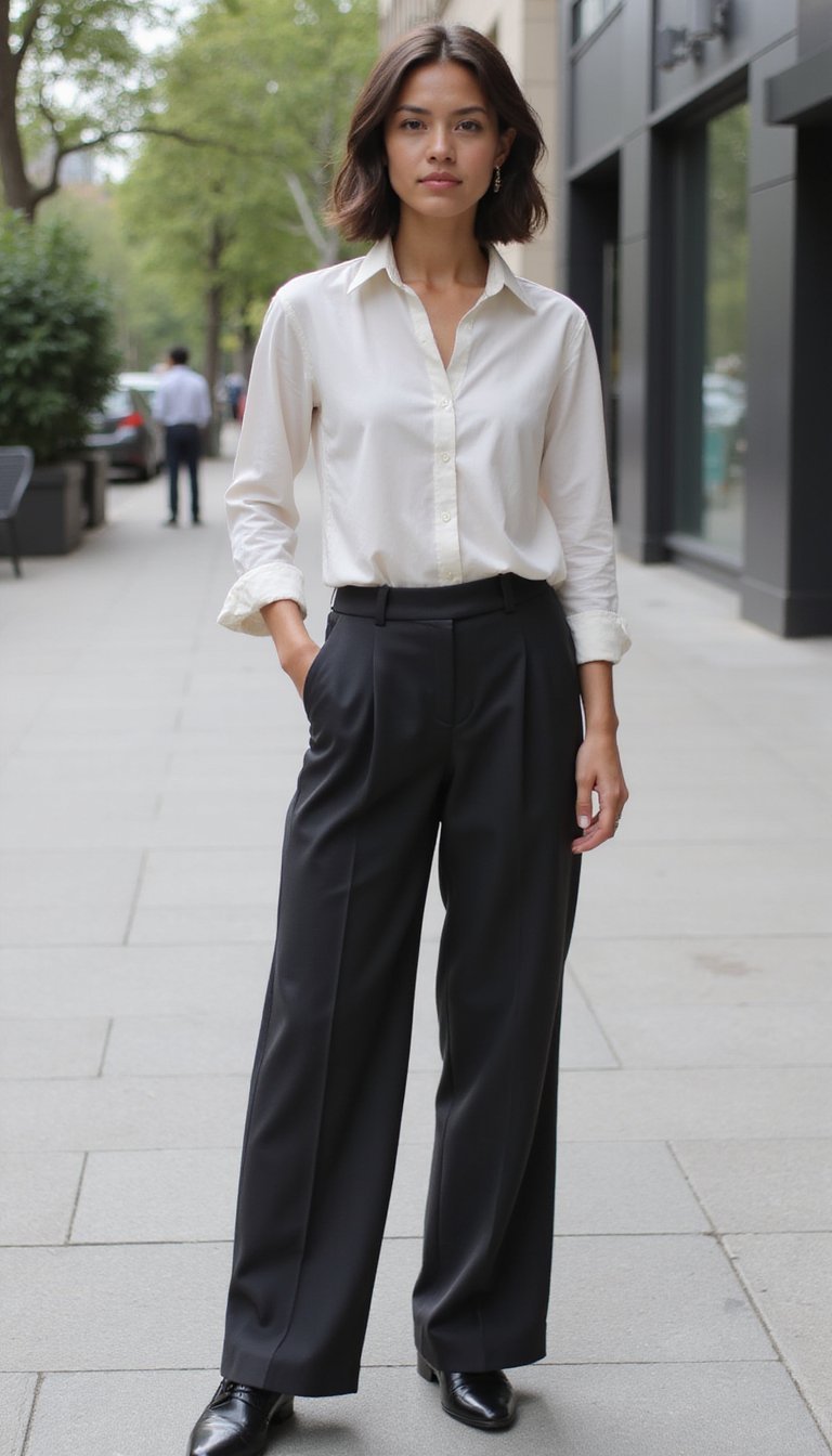 Calça Pantalona De Alfaiataria Com Camisa