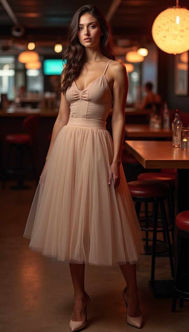 Falda Tul Midi Con Body Estructurado