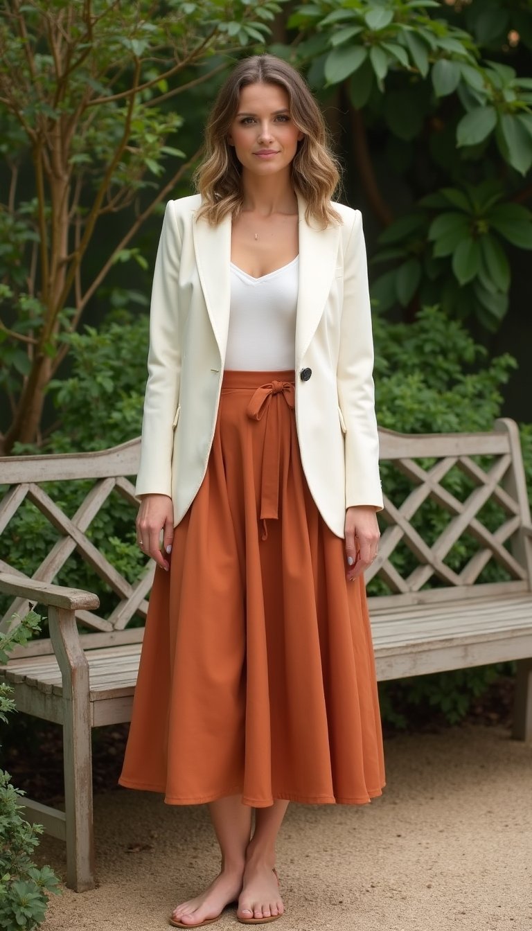 Conjunto Blazer E Saia Midi Romântico