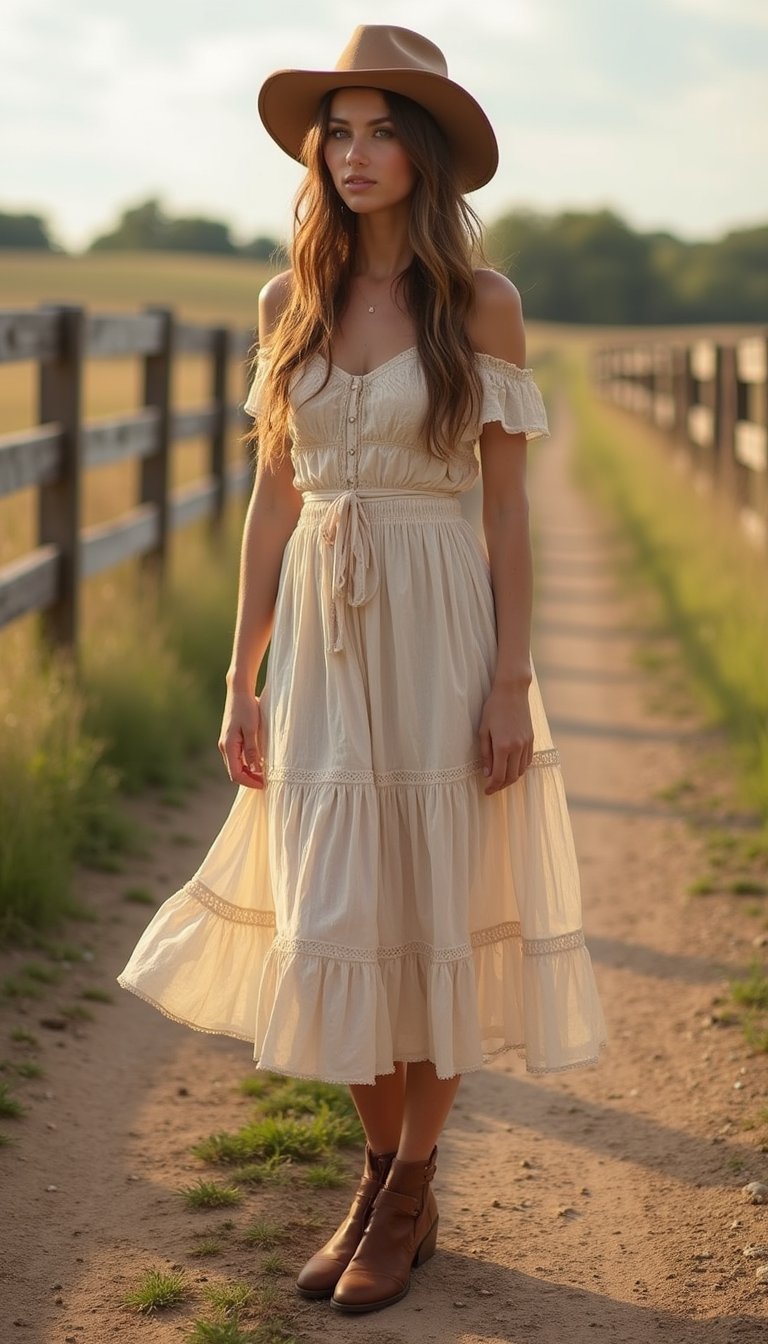 Look Country Chic Com Bota De Couro Marrom