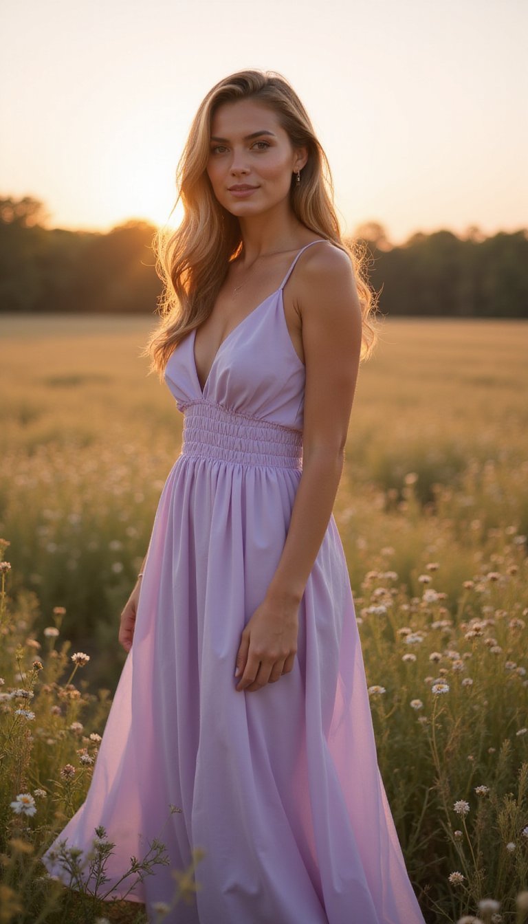 Vestido Longo Fluido Em Tons Pastel Suaves