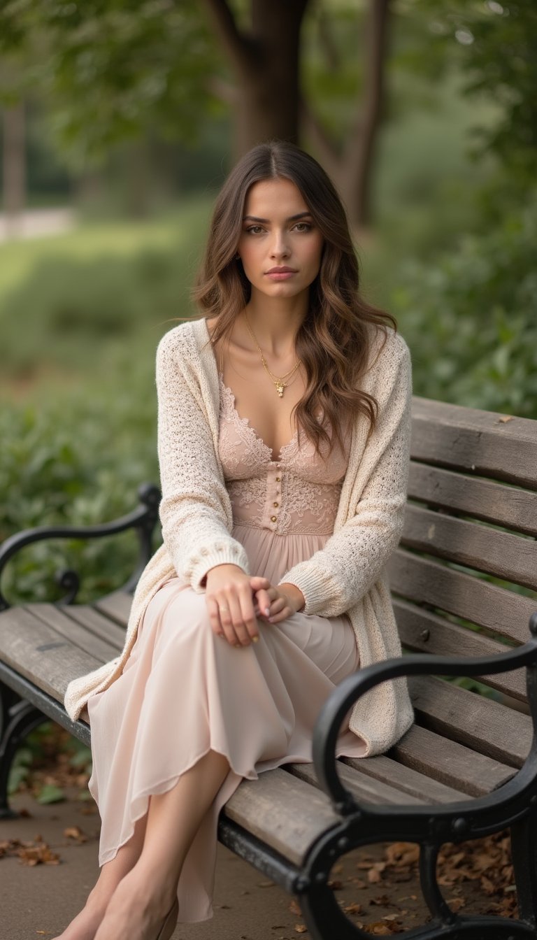 Look Romântico Com Renda, Cardigã e Sapatilhas