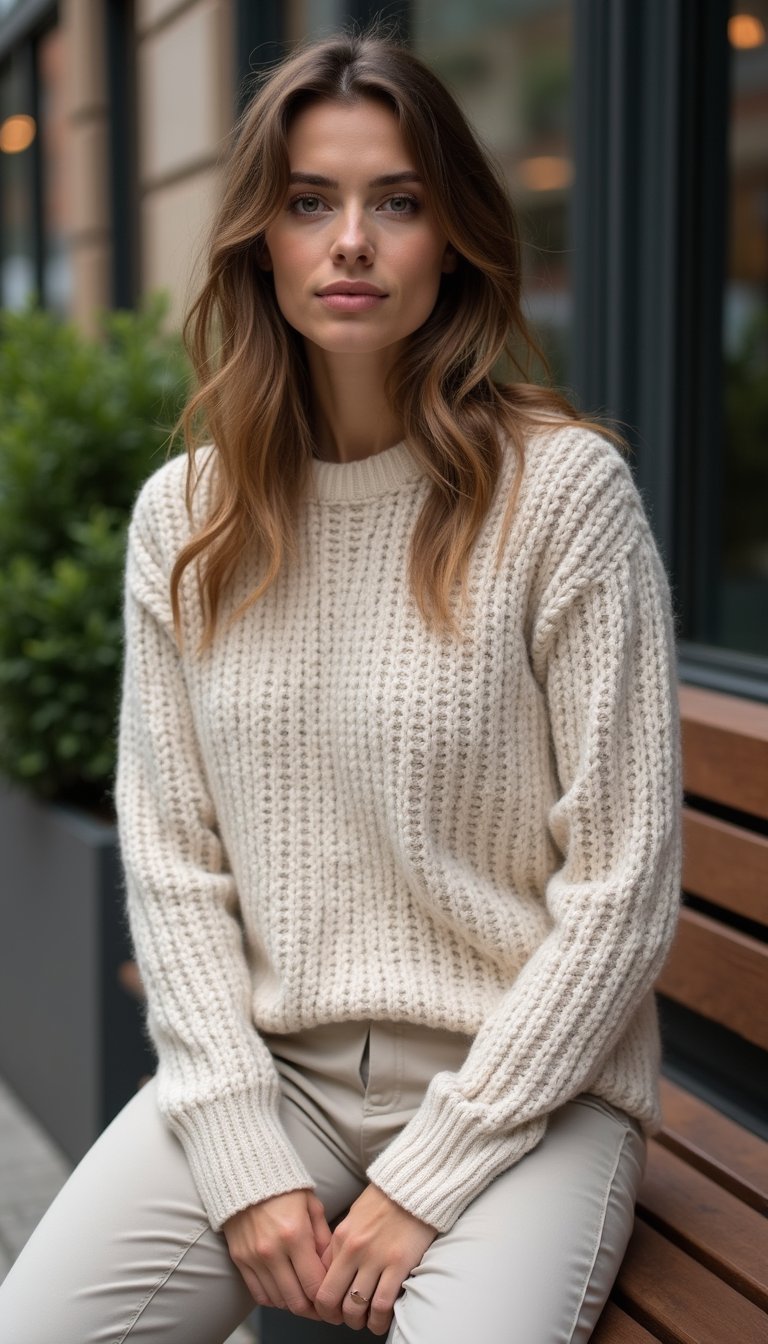 Suéter Fino Com Calça Chino Elegante