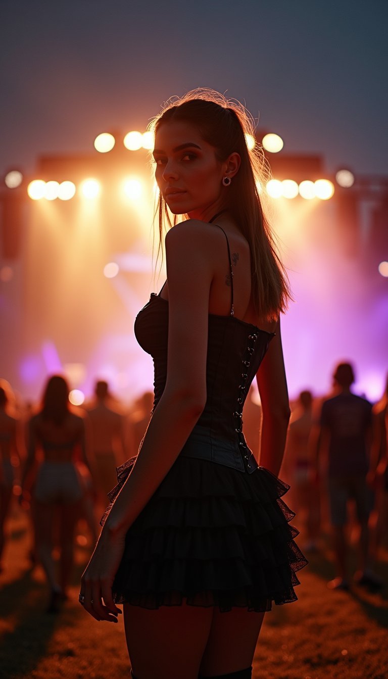 Coqueta Con Corsé Y Falda Cortada En Capas