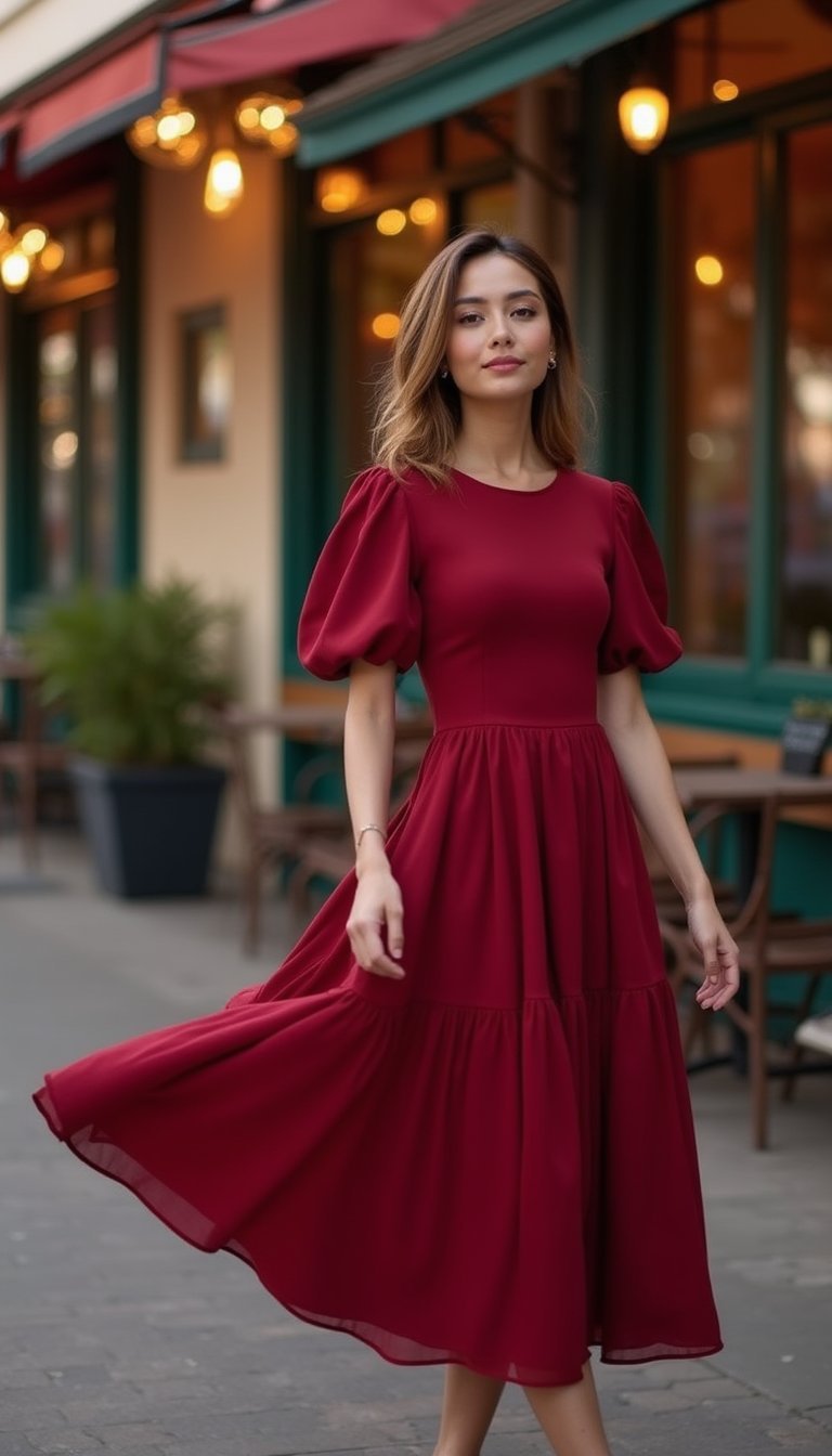 Vestido Evasê Com Manga Princesa Charmoso