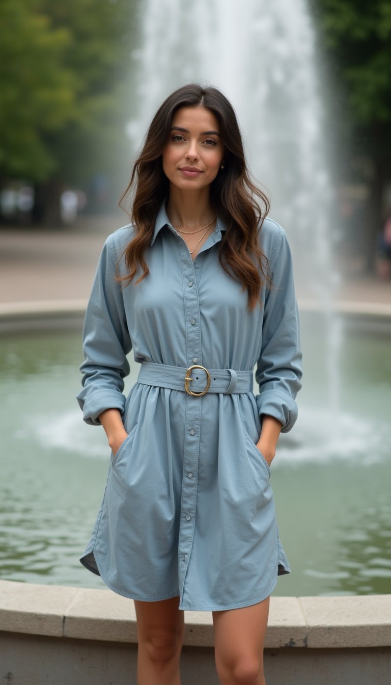 Vestido Camiseiro Com Cinto Para Silhueta