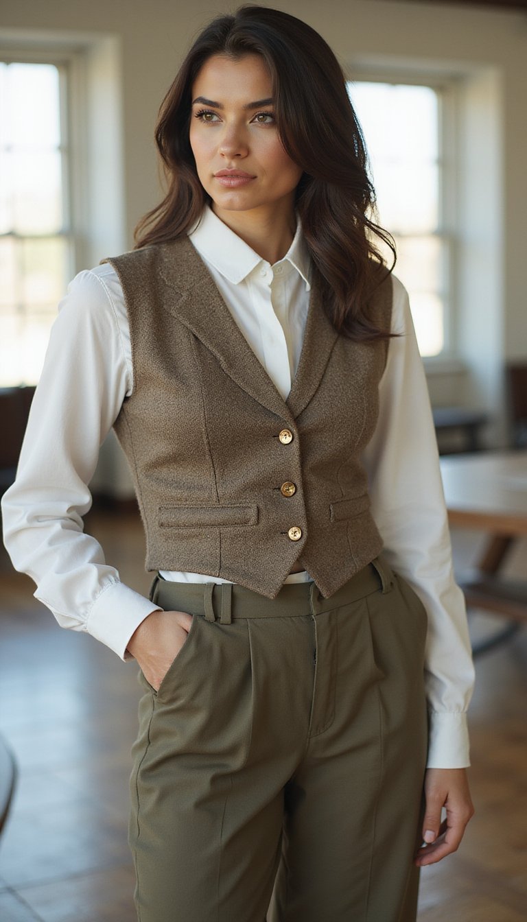 Colete Alfaiate Com Calça De Cintura Alta