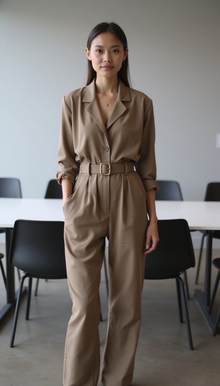 Macacão Alfaiatado Com Cinto Para Reuniões