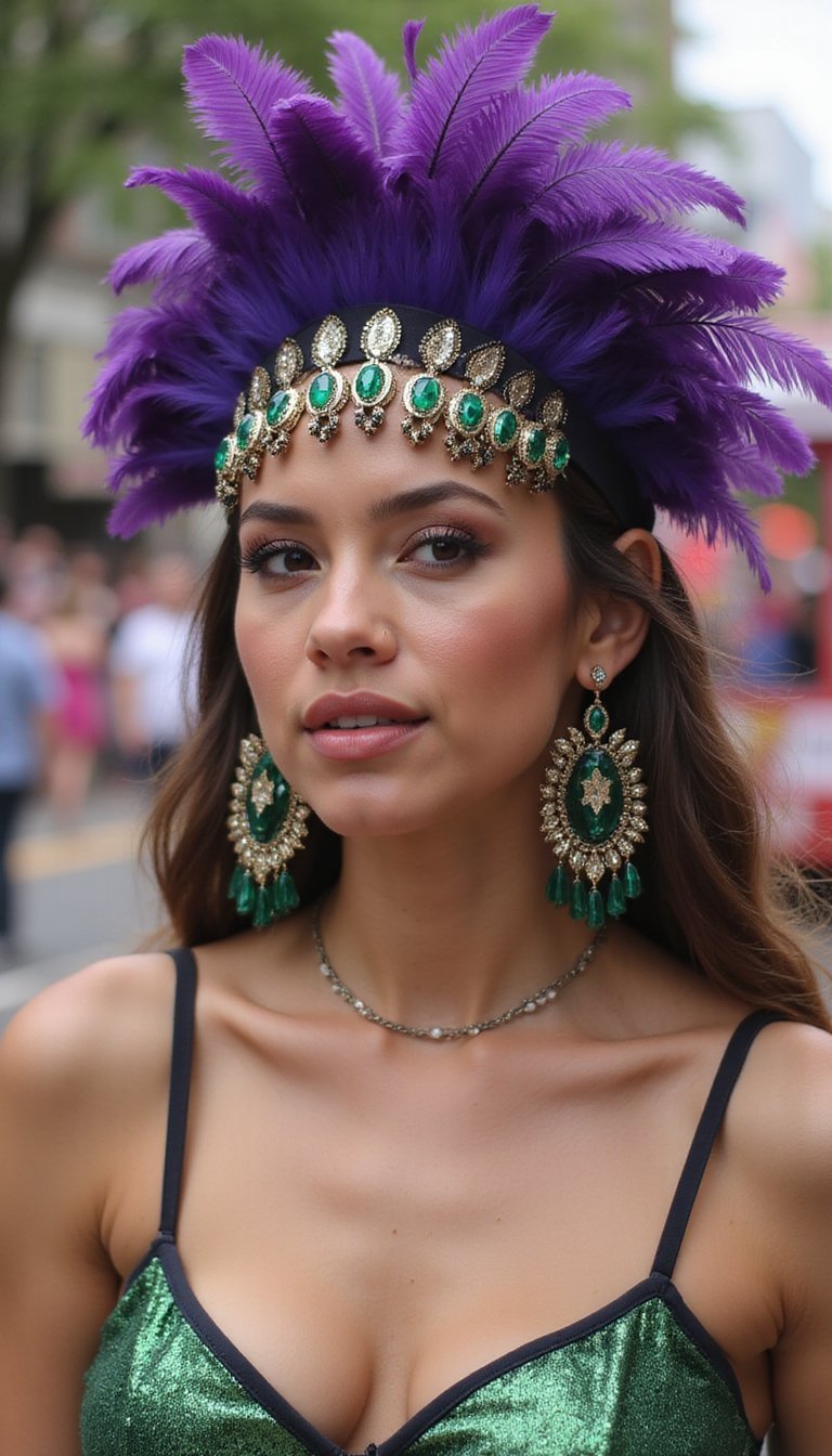 Feathered Headband With Matching Statement Earrings