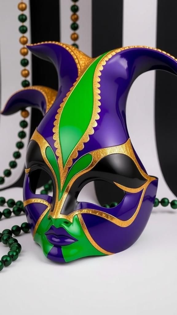 Harlequin Diamond Mask With Gilded Linework