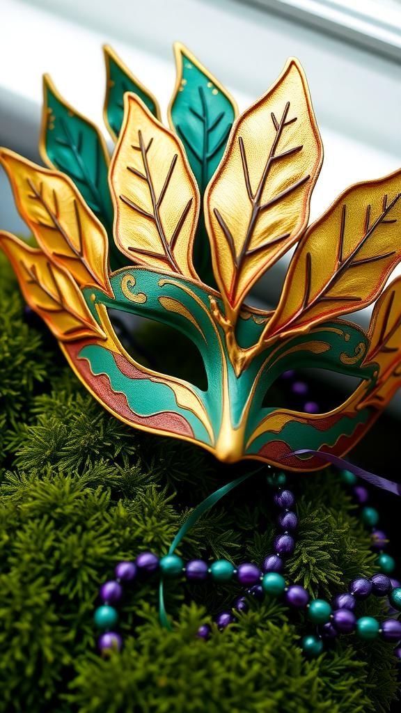 Nature-Inspired Gilded Leaf Masquerade Mask