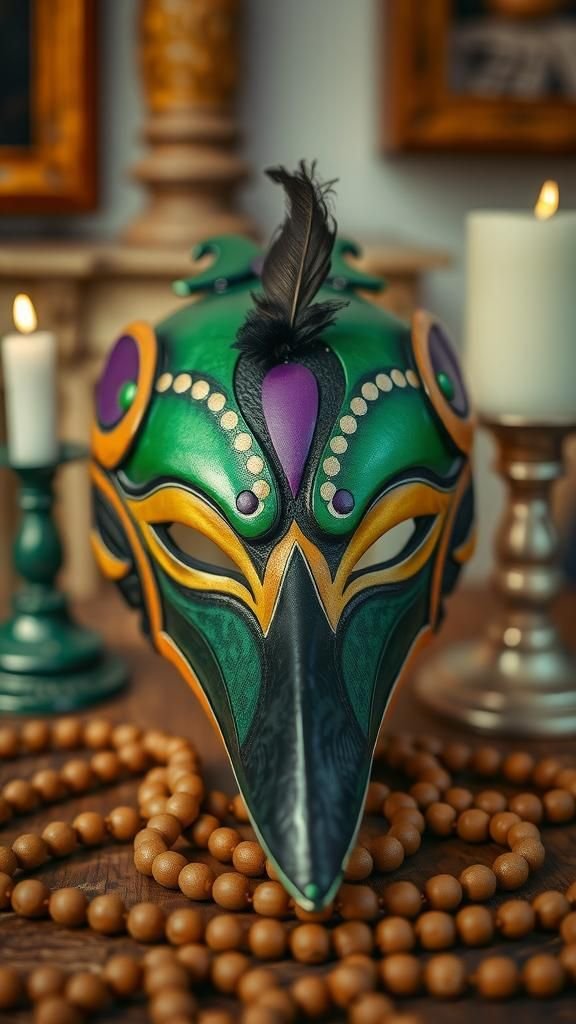 Paper-Mâché Carnival Beak Mask With Gloss Finish