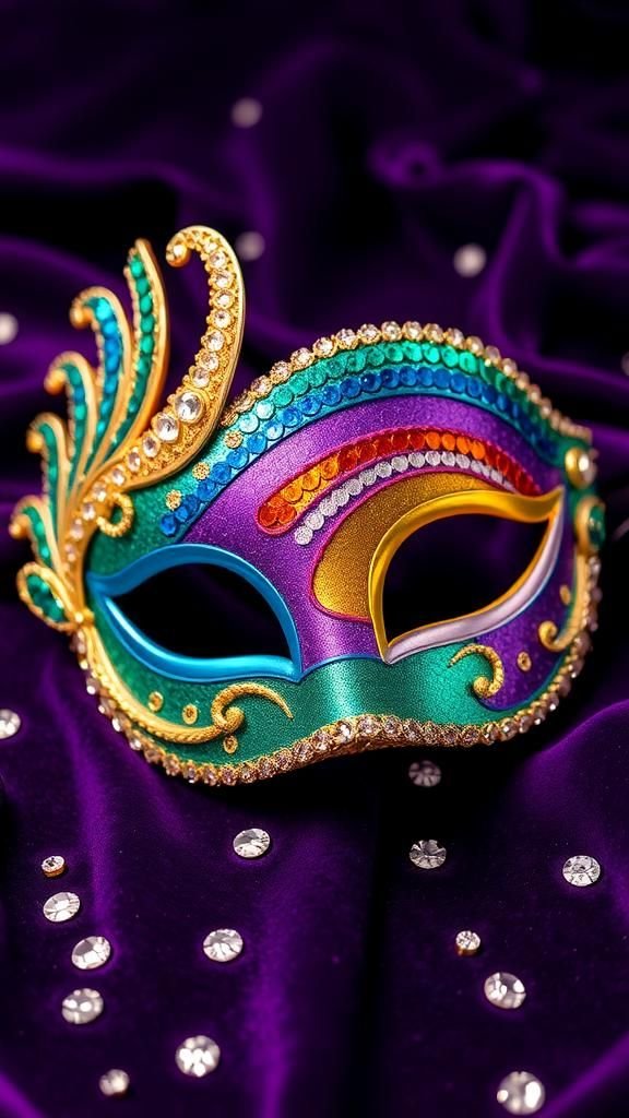 Sequin Swirl Half-Mask With Iridescent Highlights