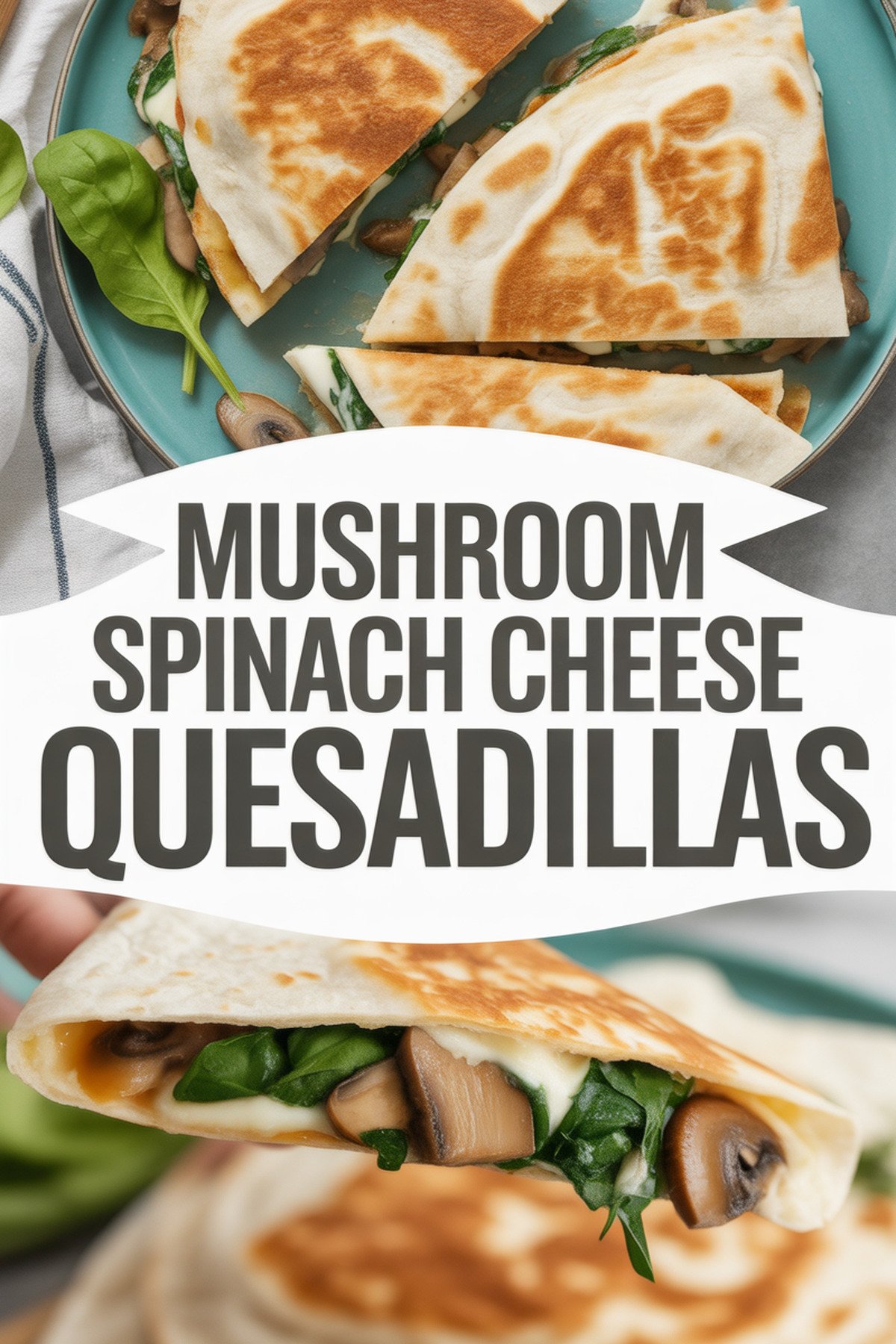 Mushroom Spinach Cheese Quesadillas recipe idea in stylish layout