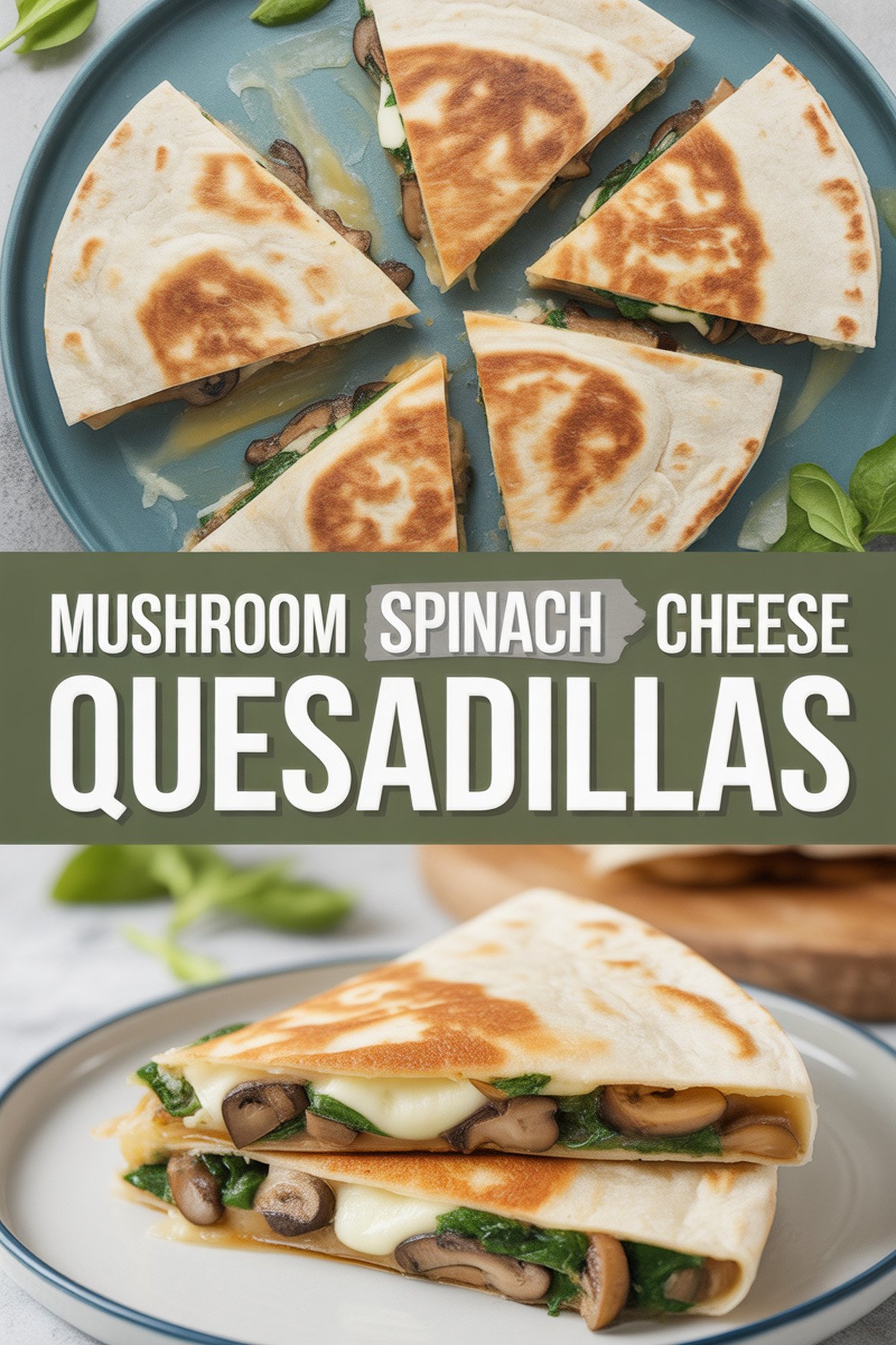 Mushroom Spinach Cheese Quesadillas recipe idea in stylish layout