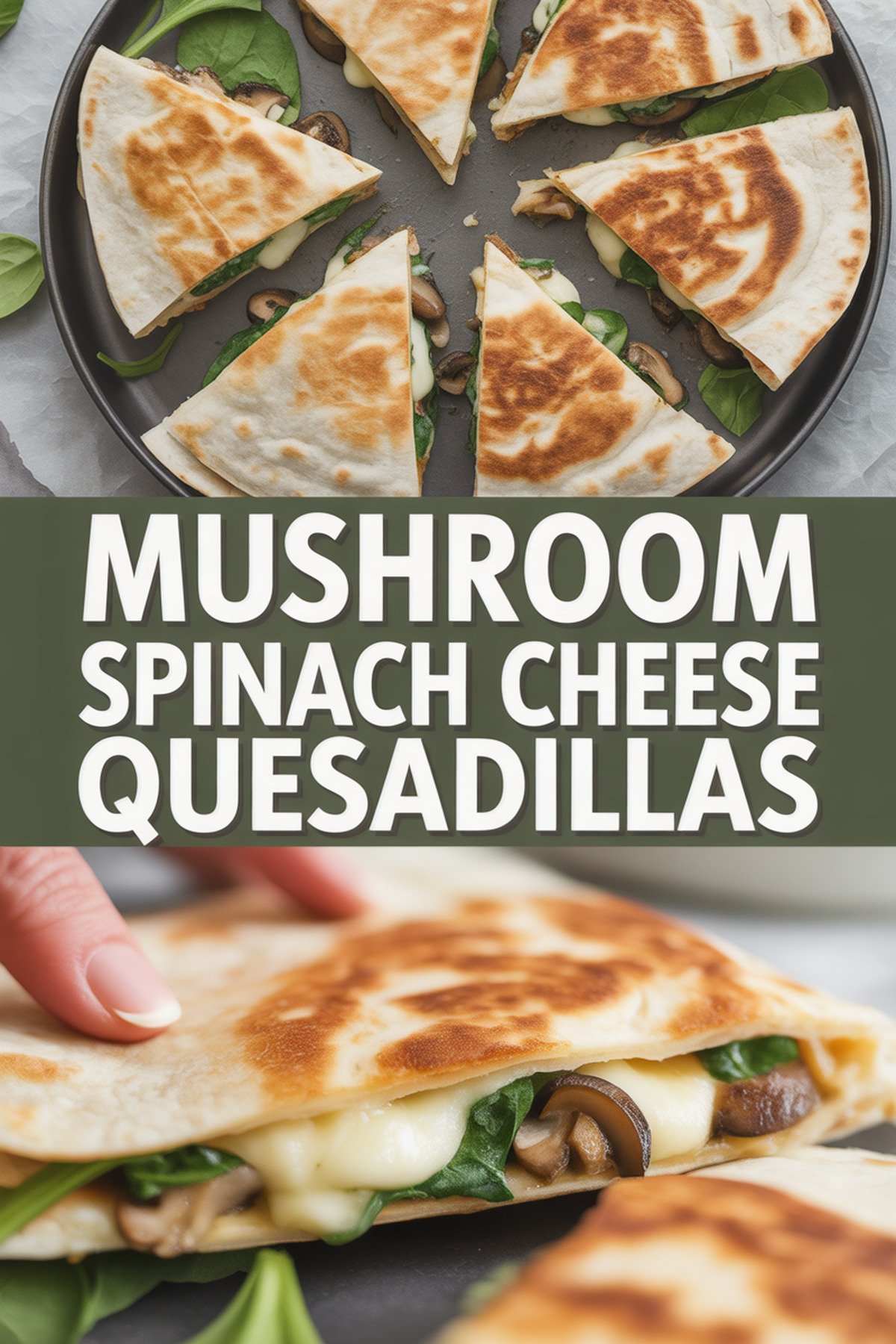 Mushroom Spinach Cheese Quesadillas recipe idea in stylish layout