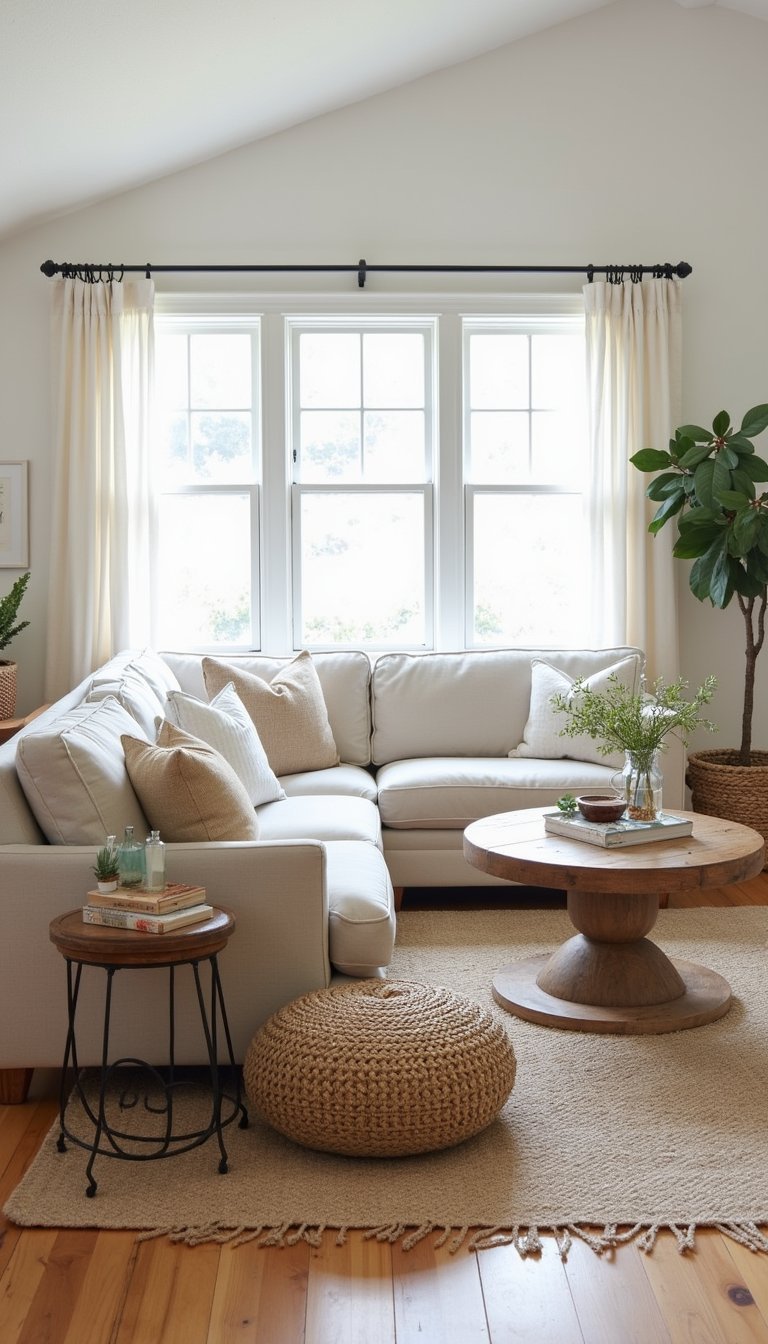Jute Poufs And Layered Textural Contrast
