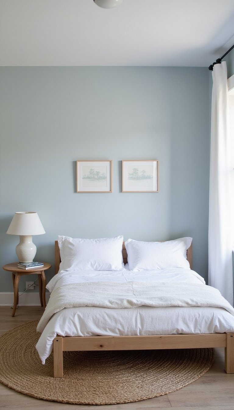 Minimal Coastal Bedroom With Pale Blues