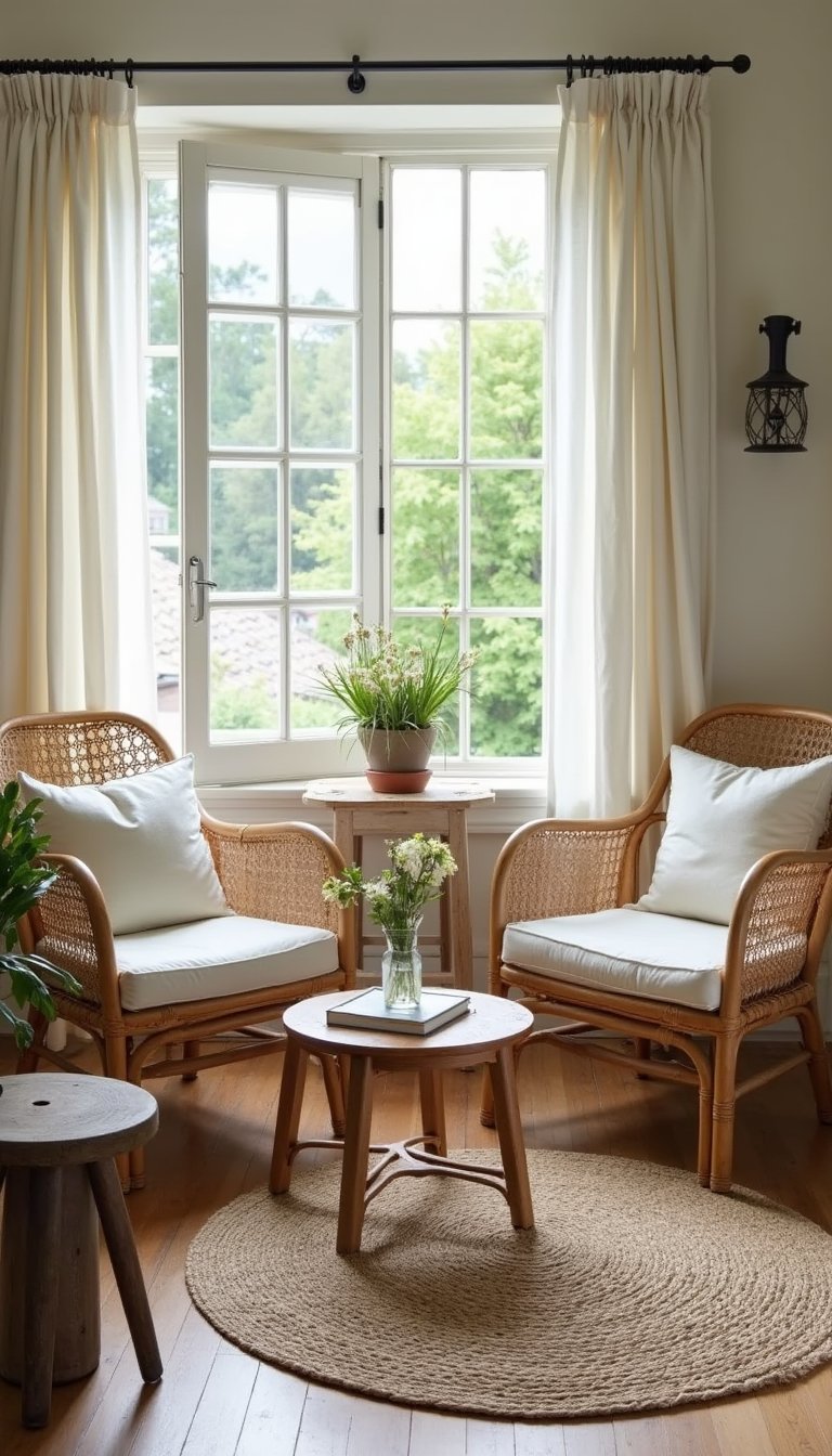 Rattan Armchairs And Woven Textures Ensemble