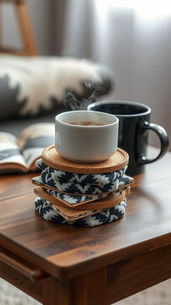 Cork-Backed Fabric Coasters With Clean Edges