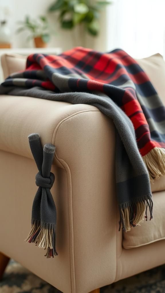 Cozy Fleece Tie Blanket With Layered Fringe