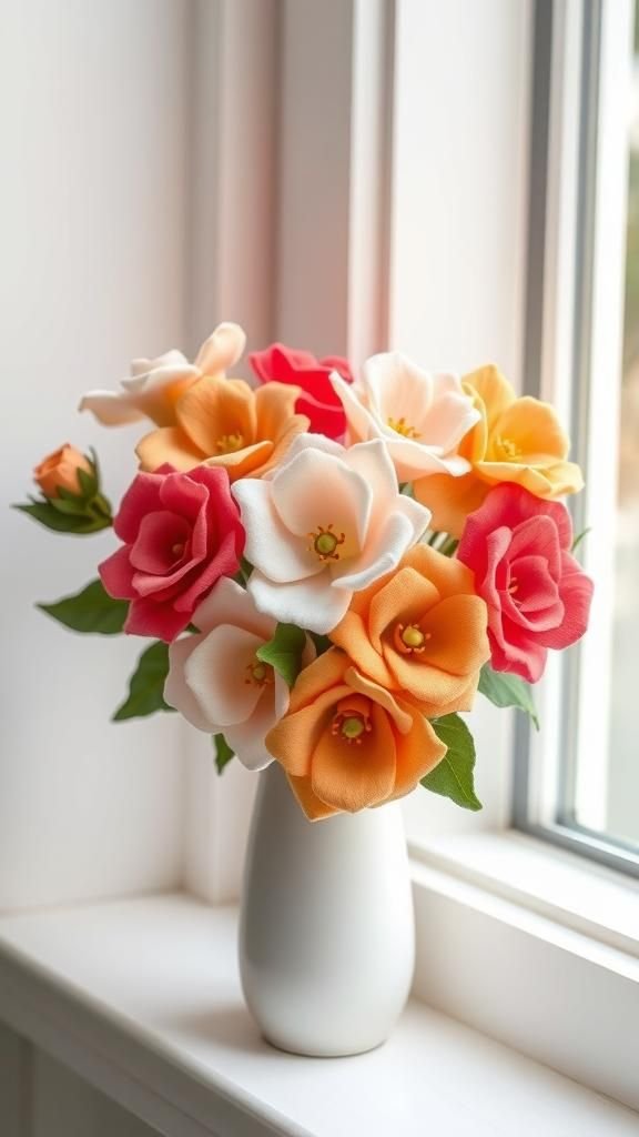 Felt Flower Bouquet With Layered Petals