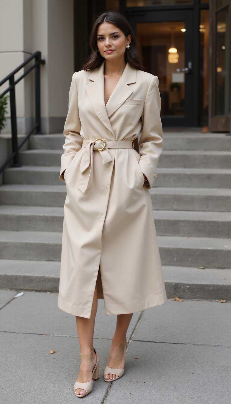 Chaqueta Larga Con Falda Recta Midi Minimal