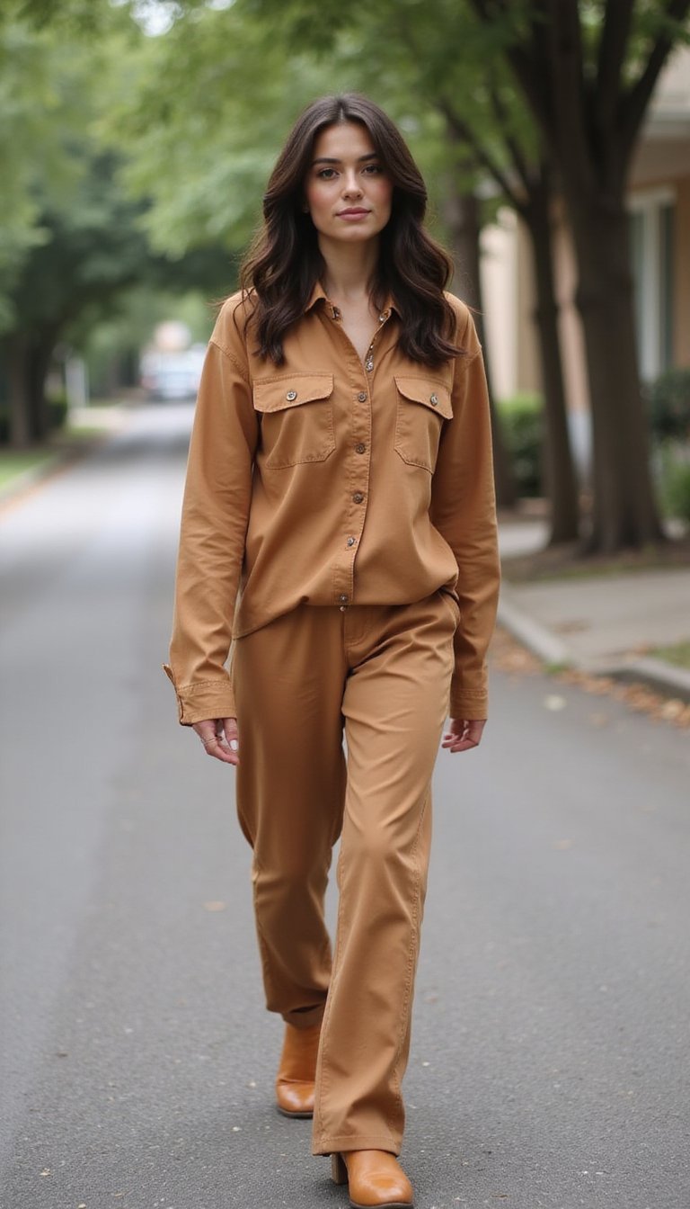 Conjunto Co‑Ord Minimalista En Tonos Tierra