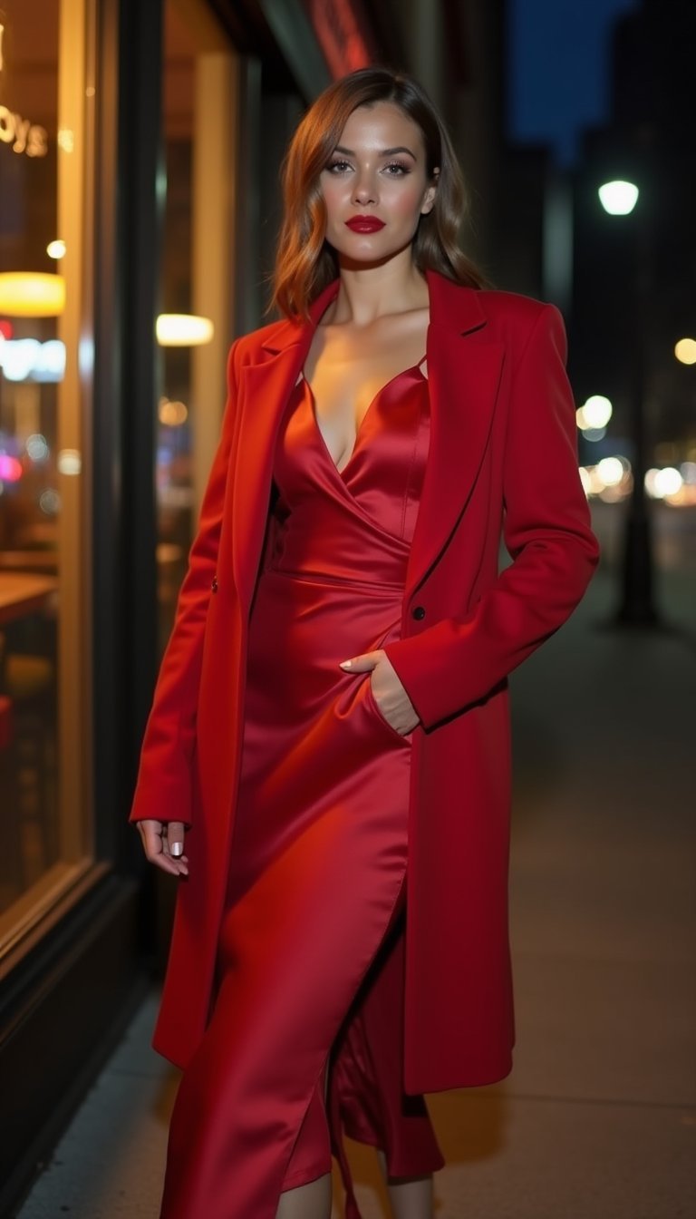 Rojo Intenso Monocromo Para Cita Nocturna