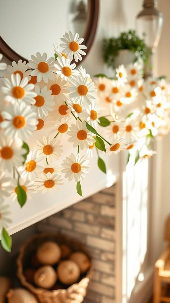 Cottagecore Daisy Garland For Mantel And Headboard Displays