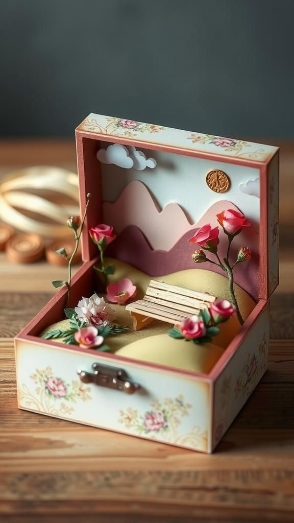 Diorama Keepsake Box With Garden Scene