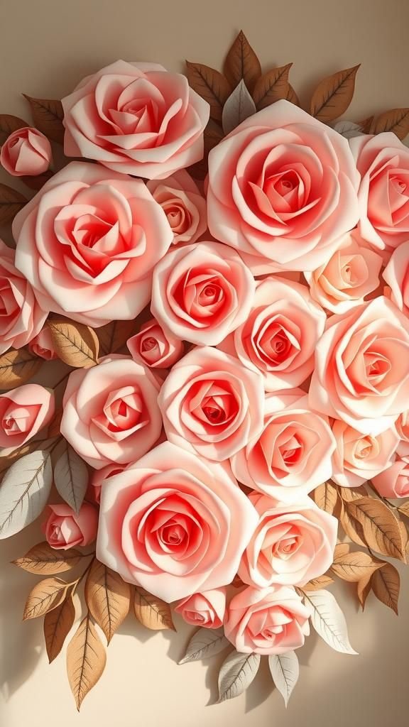 Giant Paper Rose Wall Backdrop For Anniversary Or Proposal