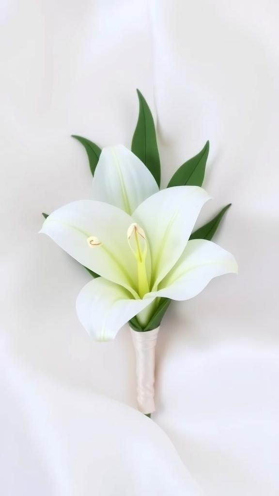 Paper Lily Boutonnière Keepsake Framed With Satin Backing