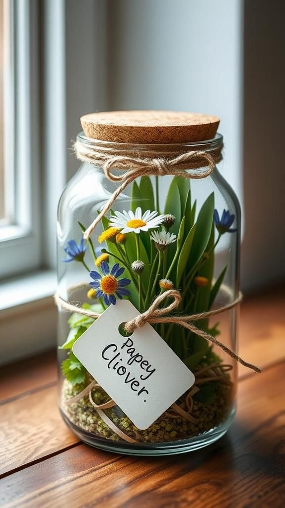 Wildflower Meadow In A Jar With Layered Paper Grasses