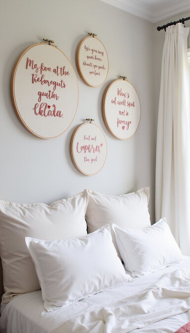 Embroidered Hoop Wall Art With Love Quotes