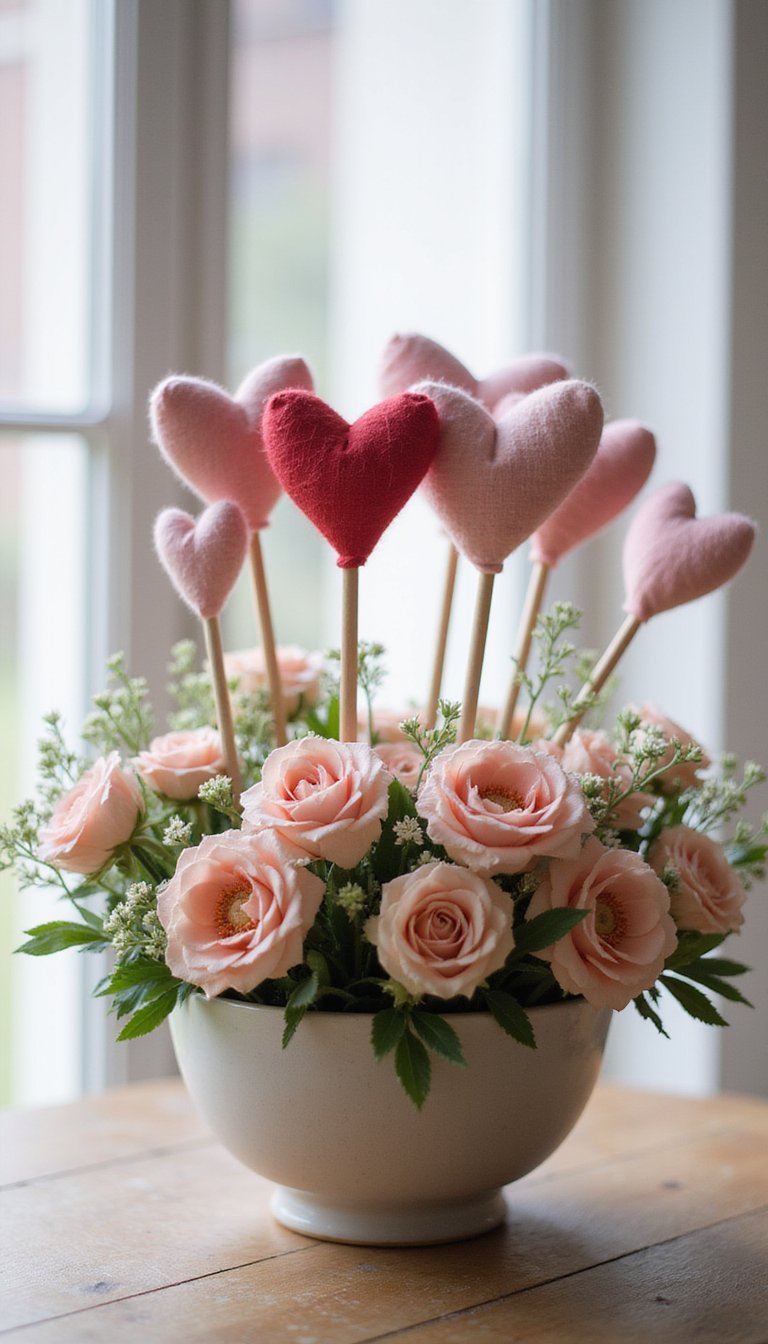 Hearts On Sticks Floral Arrangement For Table