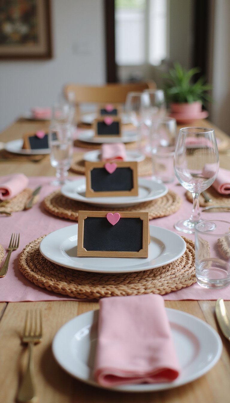 Mini Chalkboard Place Cards With Heart Accents