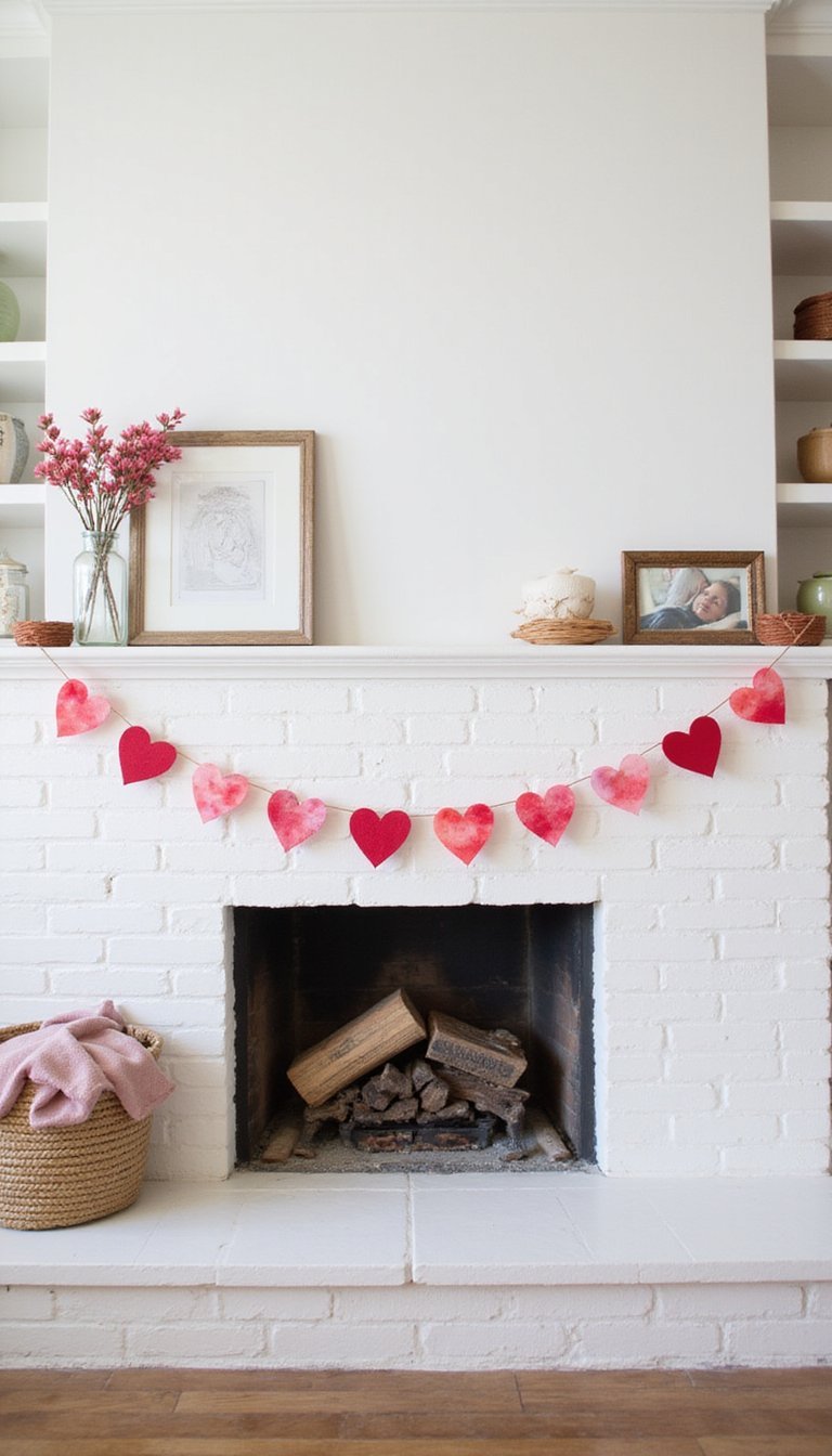 Paper Heart Garland With Handpainted Watercolor