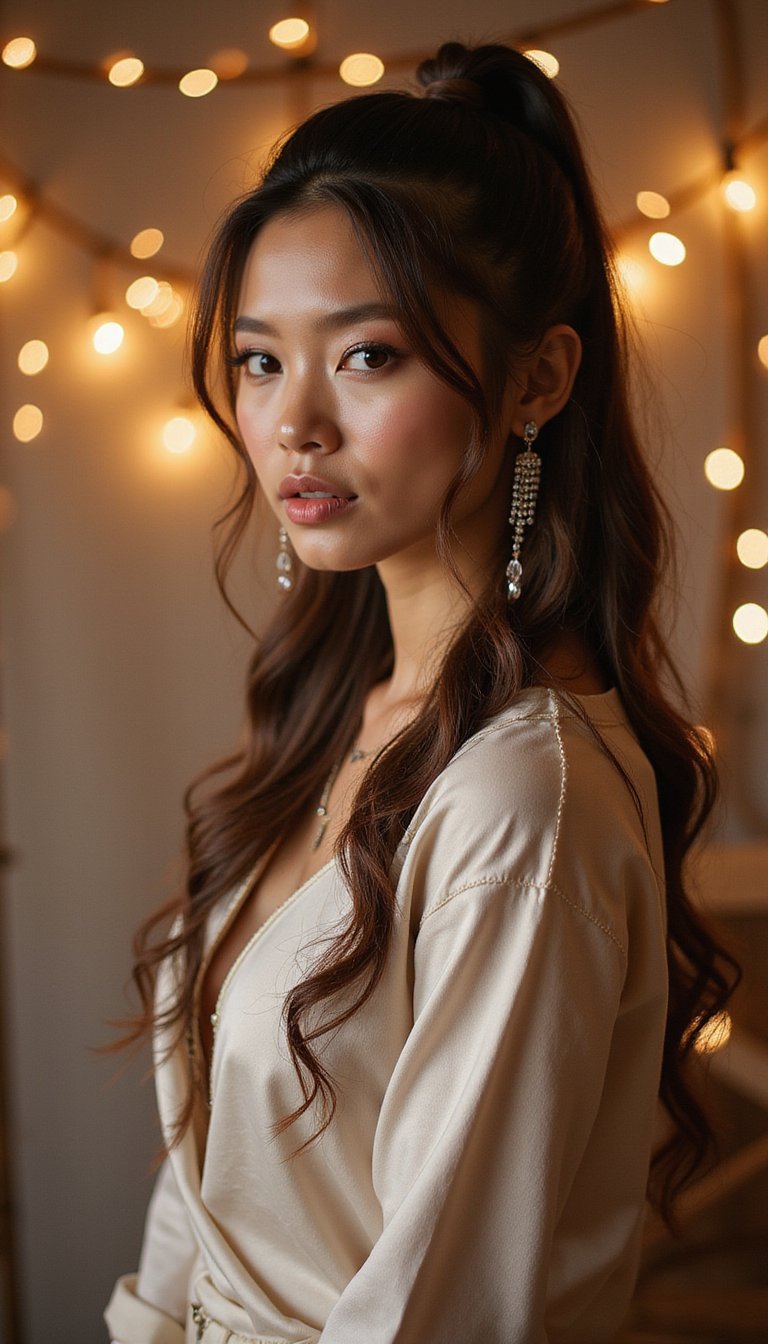 Beaded Ponytail With Long Crystal Strands