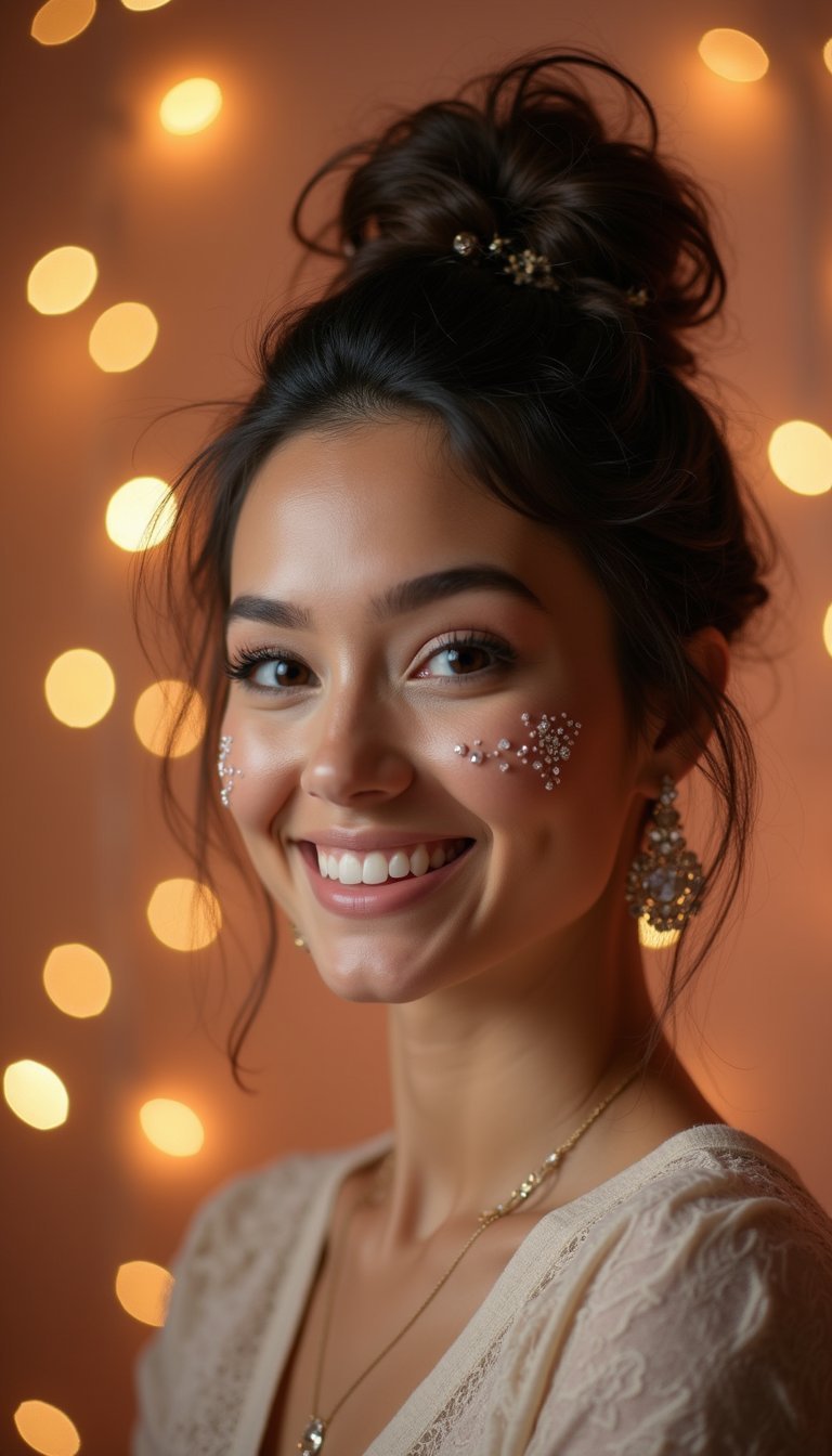 Crystal-Encrusted Messy Bun For Effortless Sparkle