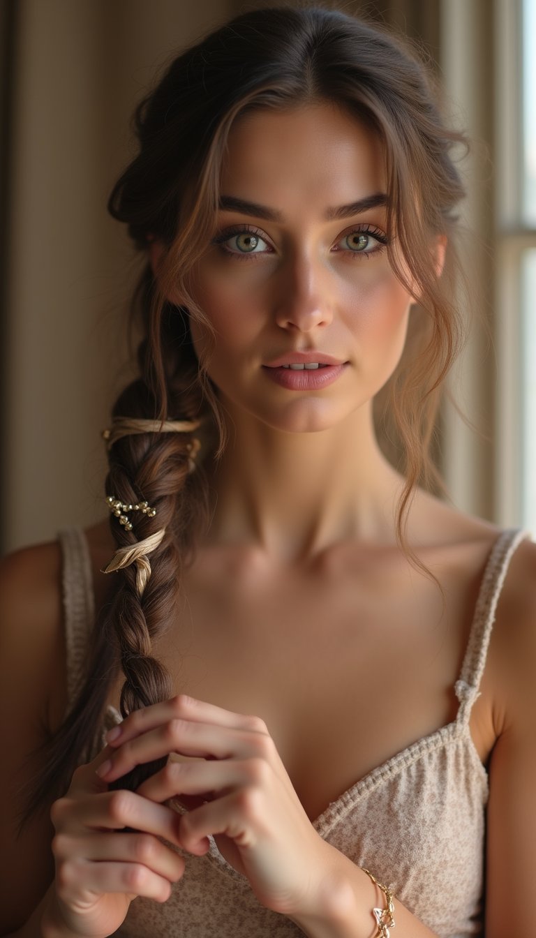 Foiled Curtain Braid With Metallic Thread Wrap