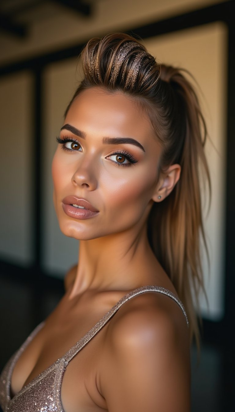 Gilded Faux Hawk With Sparkle Accents