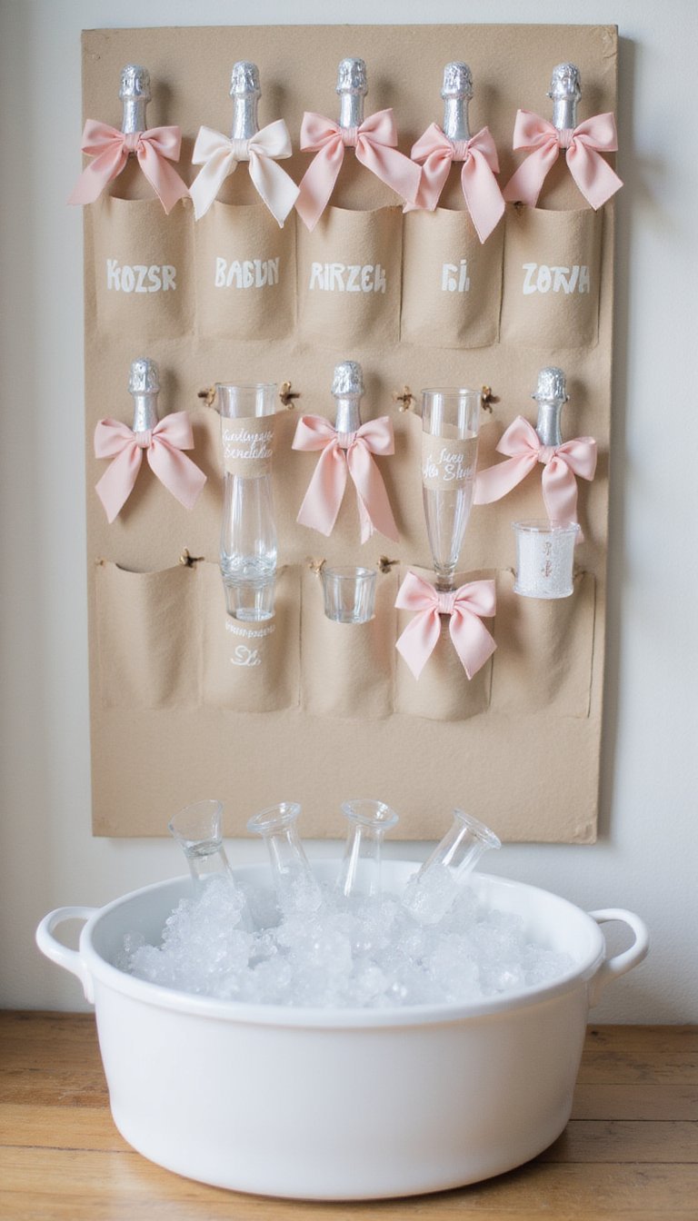 Champagne Wall With Personalized Flutes And Bows