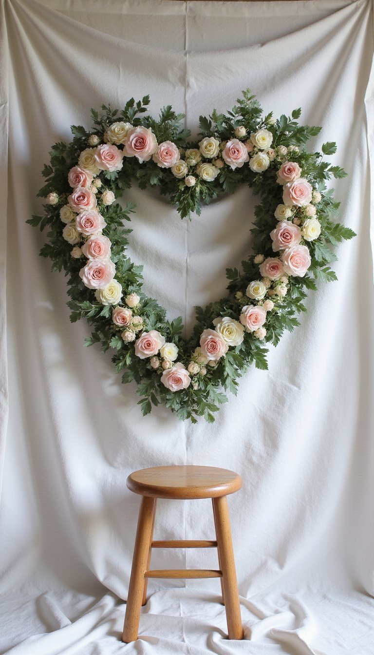 Heart-Shaped Flower Wreath For Photo Backdrop