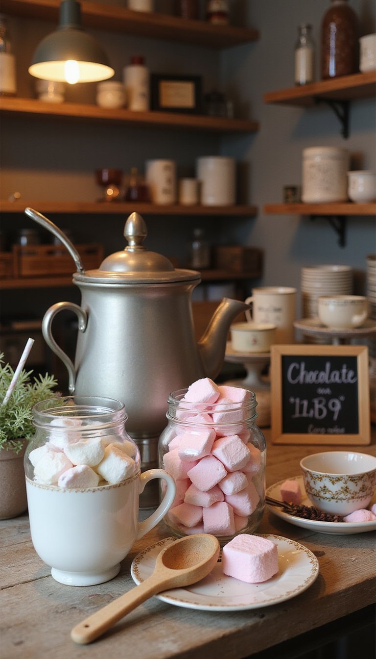 Hot Chocolate Bar With Colorful Marshmallow Jars