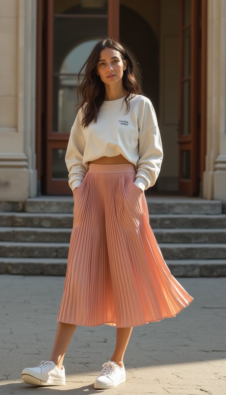 Midi Jupe Plissée Sport Et Sweat Court