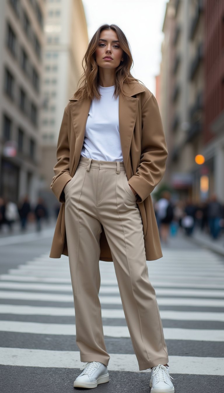 Blazer Oversize Et Baskets Blanches Urbaines