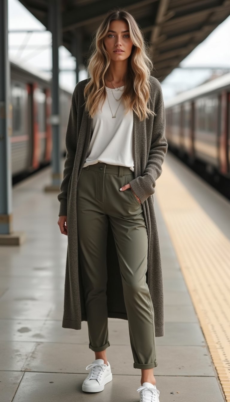 Look De Voyage: Layers Légers Et Baskets Blanches